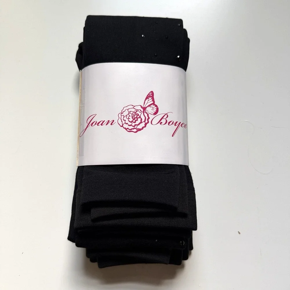 Joan Boyce Footless Tights Black Rhinestone Jeweled Tapered‎ Leg HSN 445800 M/L